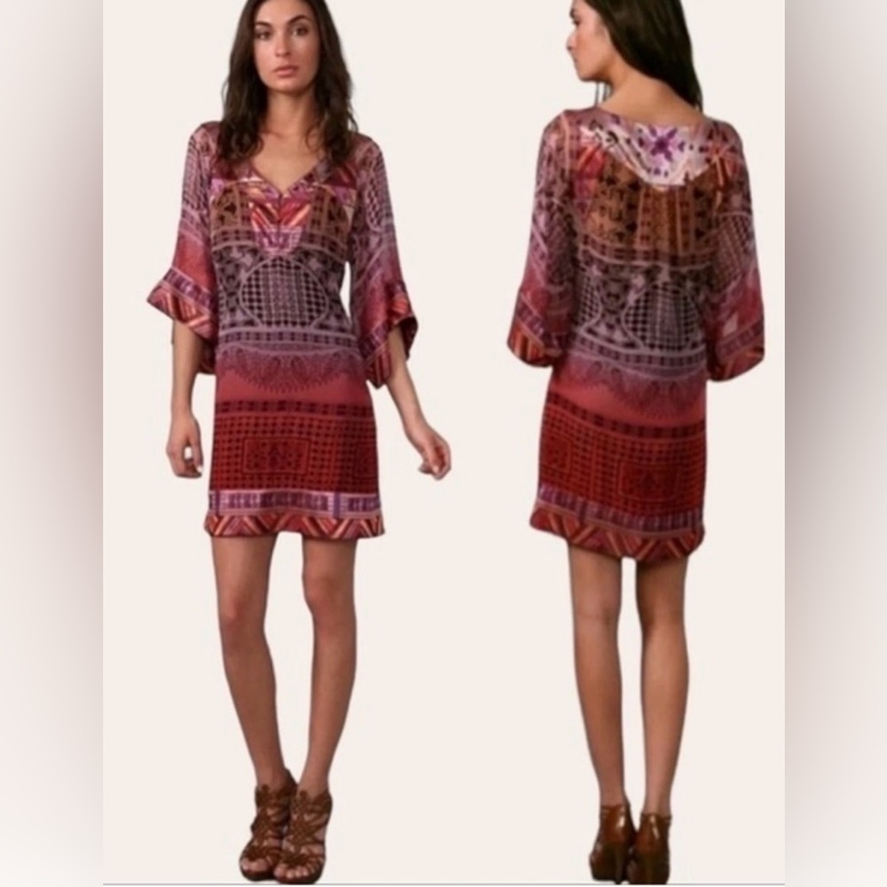 DVF Diane von Furstenberg silk boho print shirt dress